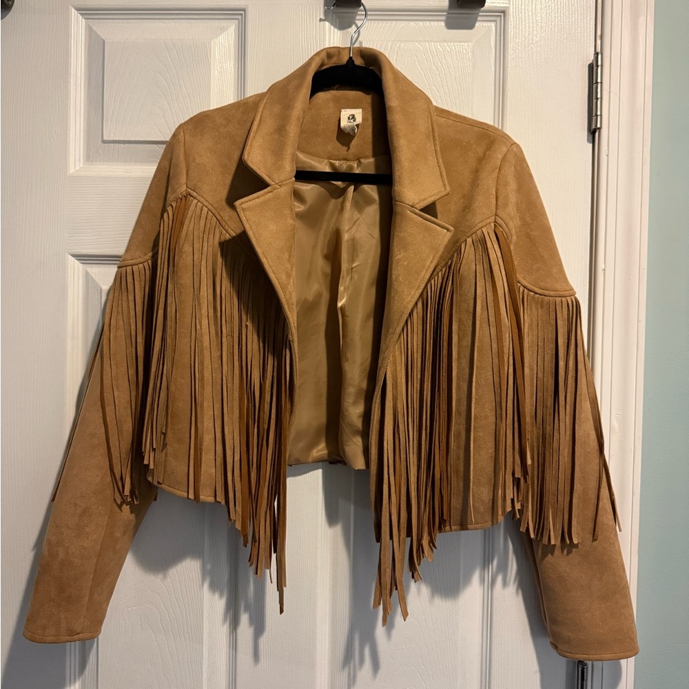Tan Fringe Suede Jacket